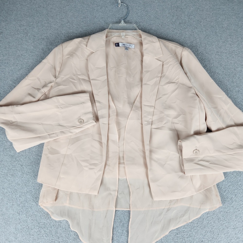 Jennifer Lopez Blazer Jacket Womens 8 Pink Chiffon Layered Business Open Front